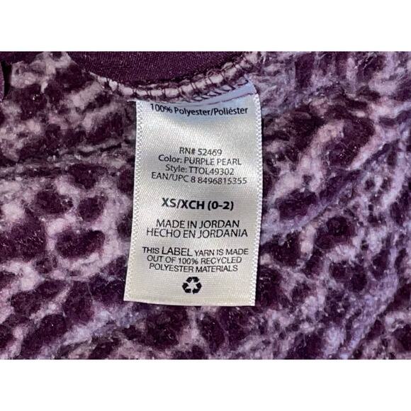 Time & Tru Women's Size XS Purple Pearl 3 / 4 Zip Up Pull Over Fleece Sweater - Picture 4 of 5